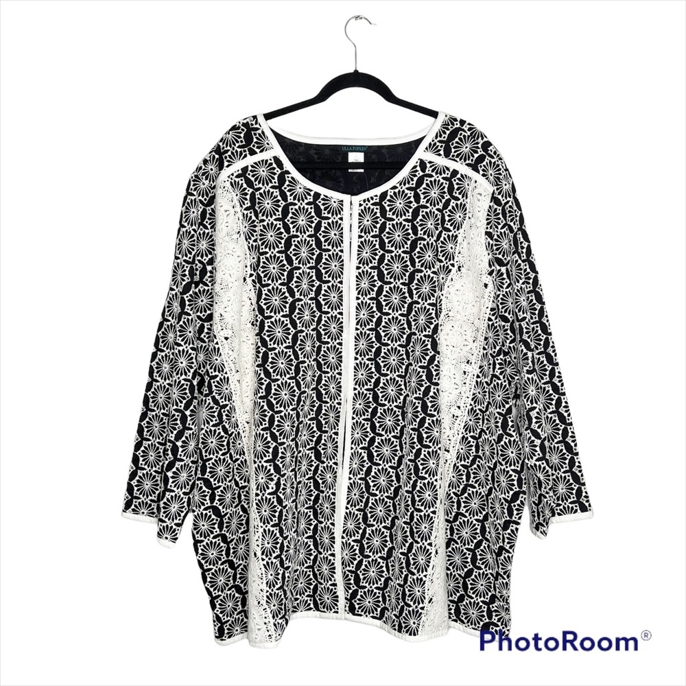 NWOT Ulla Popken Crochet Detailed Cardigan Size 32/34